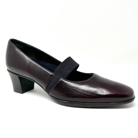 Munro Danielle Leather Pump. Chunky Low Block Heels. Dark Brown. Size  8 - Picture 2 of 15